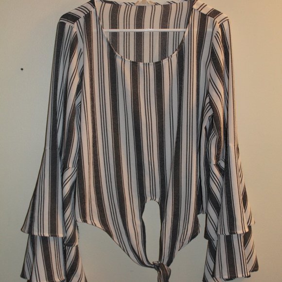 Altar'd State Tops - Altar'd State Striped Bell Sleeve Blouse Large